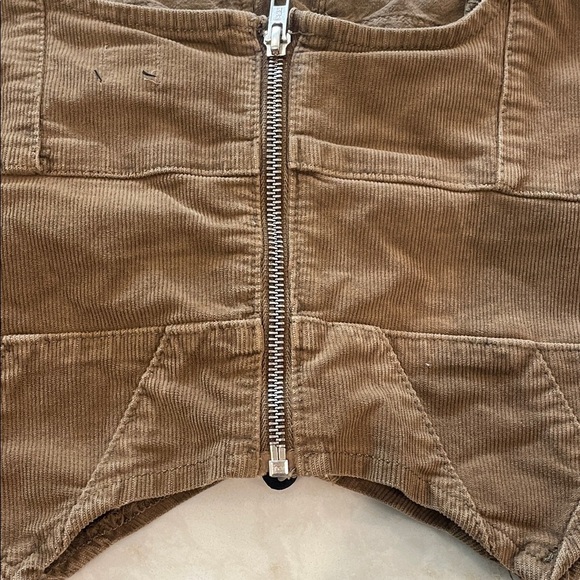 NWT Urban Outfitters Tan Lace-Up Corduroy Crop Tank Top Boho Festival - Picture 7 of 8